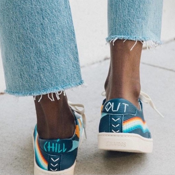 NEW Anthropologie Soludos Leather Ibiza Sneakers Embroidered Retro Comfy Casual - Picture 3 of 13